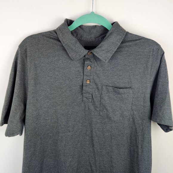 Prana Men's Heather Gray Soft Stretchy Short Sleeve Polo Shirt Single Stitch M - Picture 3 of 9